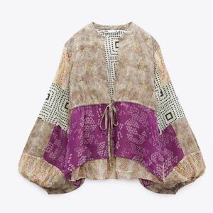 Zara SET ‼️Multicolor Bohemian Blouse with 👖 pants